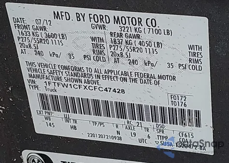 2012 Ford F-150 Lariat from USA, damaged, VIN 1FTFW1CFXCFC47428